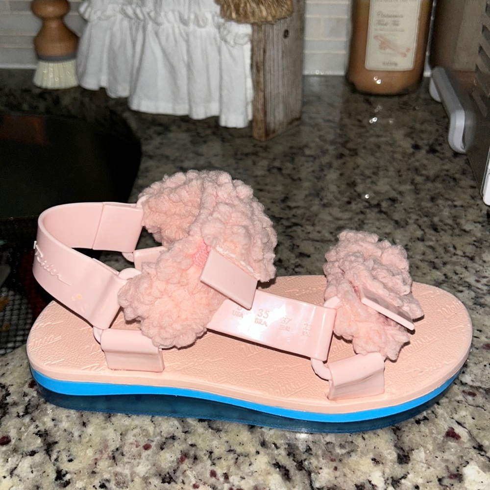 Melissa Shoes 6 Sandalia Papete Vom spells ADS in Rosa/Adzul NEW comfy & pretty!